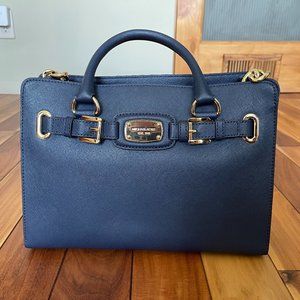 Michael Kors Saffiano Leather Satchel Navy